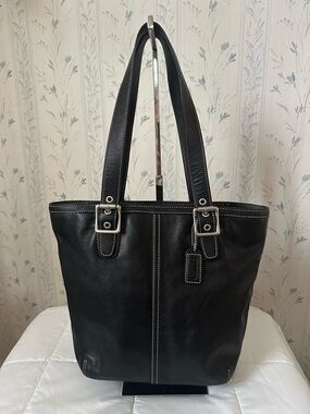 Coach Vintage Black Hampton Leather Tote